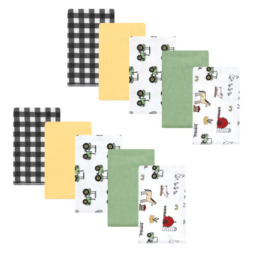 Hudson Baby Cotton Flannel Burp Cloths, Boy Farm