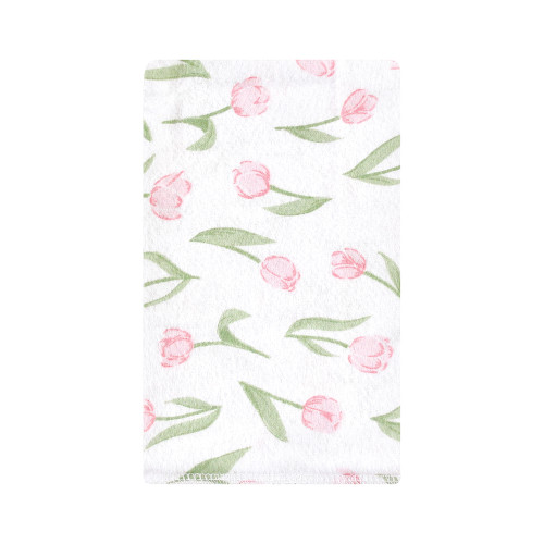 Hudson Baby Cotton Flannel Burp Cloths, Pink Tulips