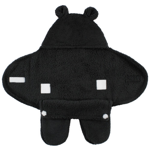 Hudson Baby Animal Sherpa Baby Outdoor Stroller Sack Wrap, Black