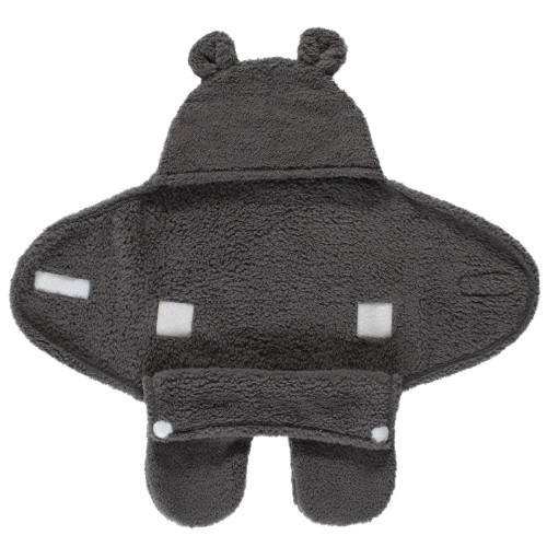 Hudson Baby Animal Sherpa Baby Outdoor Stroller Sack Wrap, Charcoal