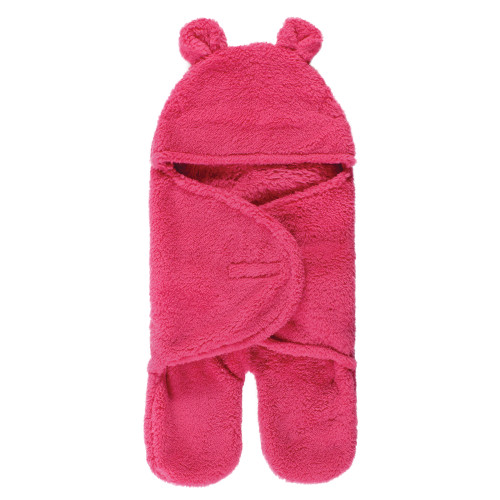 Hudson Baby Animal Sherpa Baby Outdoor Stroller Sack Wrap, Dk Pink