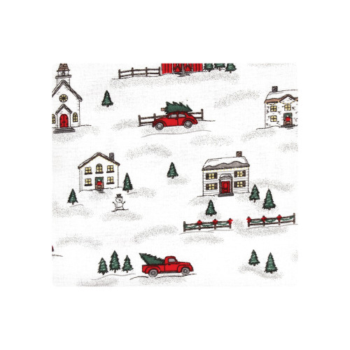 Hudson Baby Cotton Flannel Receiving Blankets Bundle, Christmas Scene
