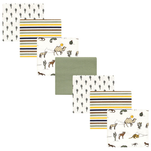 Hudson Baby Cotton Flannel Receiving Blankets Bundle, Desert Animals