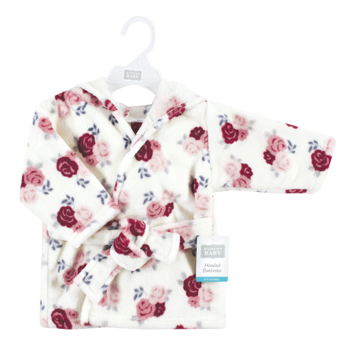 Hudson Baby Plush Animal Face Bathrobe, Floral