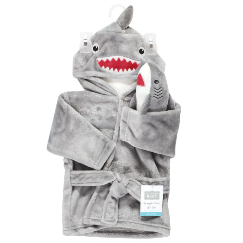 Hudson Baby Plush Bathrobe and Toy Set, Shark