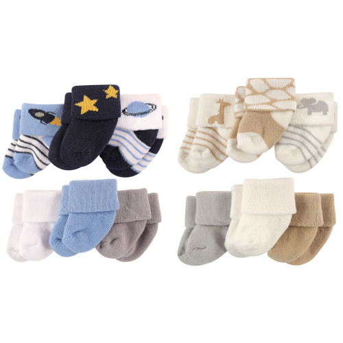 Luvable Friends Cotton Terry Socks Bundle, Space Safari