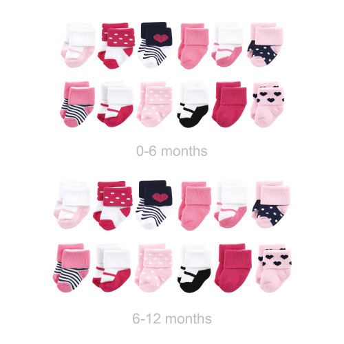 Luvable Friends Grow with Me Cotton Terry Socks, Navy Mary Janes