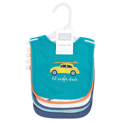 Hudson Baby Cotton Bibs, Surfer Dude