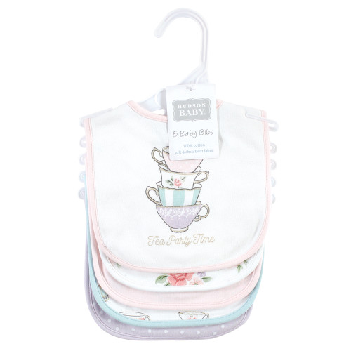 Hudson Baby Cotton Bibs, Tea Party