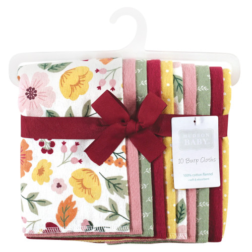 Hudson Baby Cotton Flannel Burp Cloths, Fall Botanical