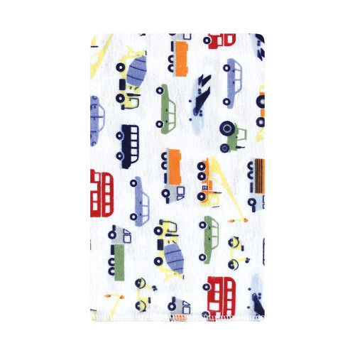 Hudson Baby Cotton Flannel Burp Cloths, Colorful Transportation