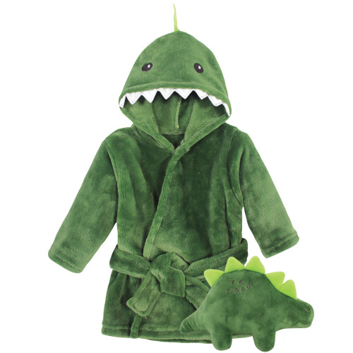 Hudson Baby Infant Boy Plush Bathrobe and Toy Set, Dinosaur