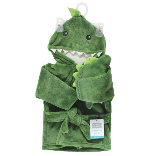Hudson Baby Plush Bathrobe and Toy Set, Dinosaur