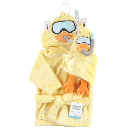 Hudson Baby Plush Bathrobe and Toy Set, Scuba Duck