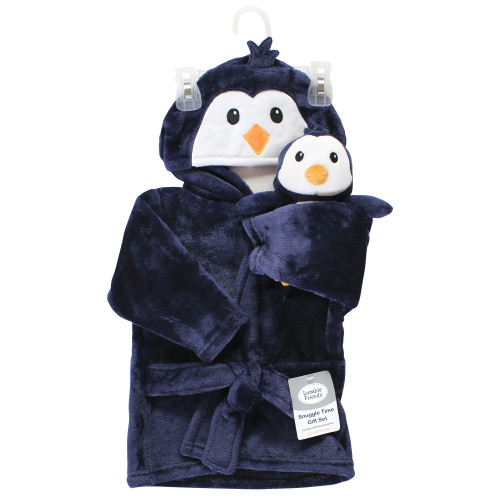 Luvable Friends Plush Bathrobe and Toy Set, Boy Penguin