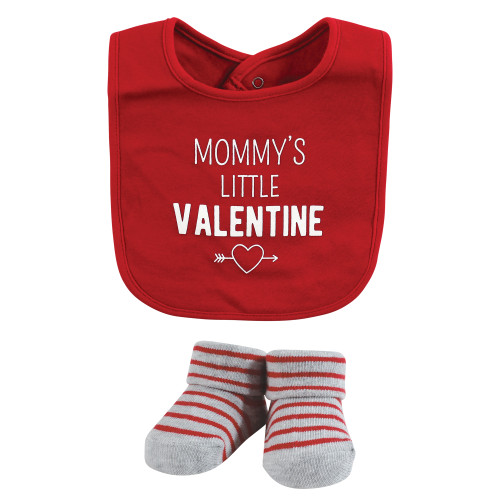 Hudson Baby Cotton Bib and Sock Set, Valentine Truck