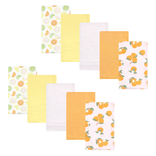 Hudson Baby Cotton Flannel Burp Cloths, Citrus Orange