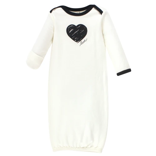 Touched by Nature Baby Girl Organic Cotton Long-Sleeve Gowns 3pk, Heart, Preemie Newborn