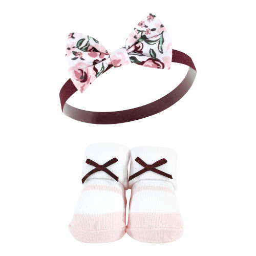 Hudson Baby Headband and Socks Giftset, Rose 10-Piece