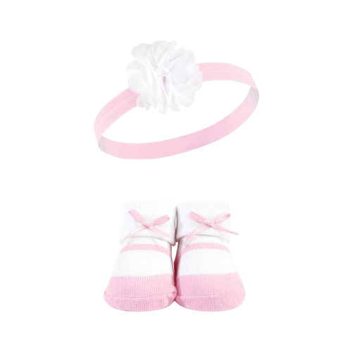 Hudson Baby Headband and Socks Giftset, Pink Sequin
