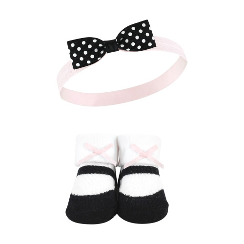 Hudson Baby Headband and Socks Giftset, Gold Sequin