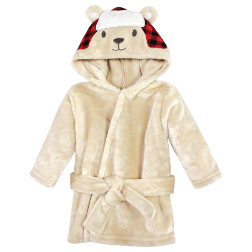 Hudson Baby Plush Bathrobe and Toy Set, Plaid Bear
