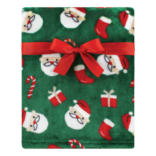 Hudson Baby Plush Blanket with Toy, Rudolph And Santa