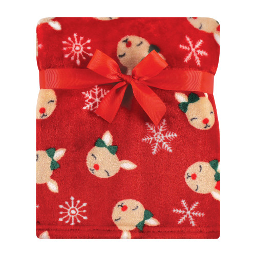 Hudson Baby Plush Blanket with Security Blanket, Girl Holiday Reindeer