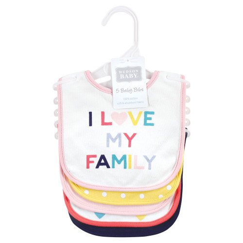 Hudson Baby Cotton Bibs, Girl Bold Family