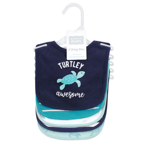 Hudson Baby Cotton Bibs, Sea Turtle