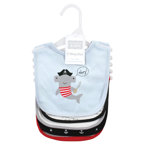 Hudson Baby Cotton Bibs, Pirate Shark