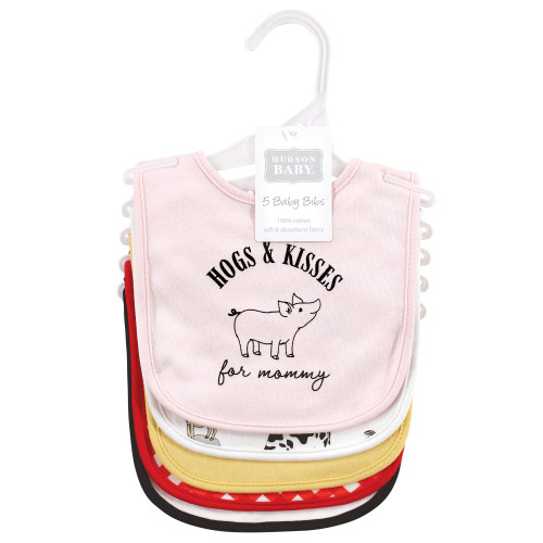 Hudson Baby Cotton Bibs, Girl Farm