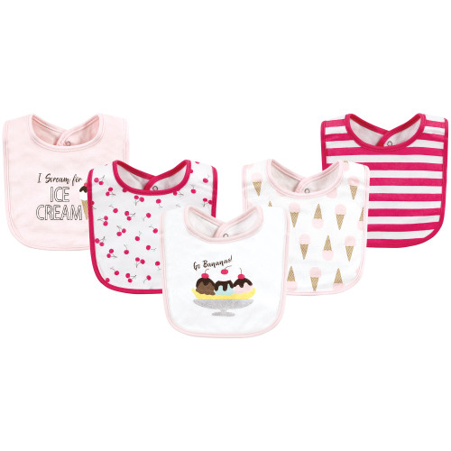 Hudson Baby Infant Girls Cotton Bibs, Banana Split, One Size