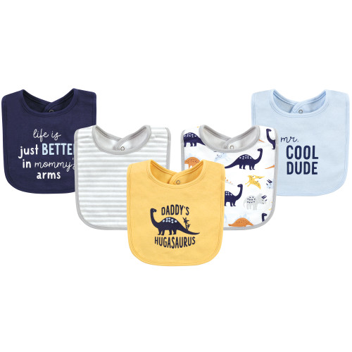 Hudson Baby Infant Boys Cotton Bibs, Hugasaurus, One Size