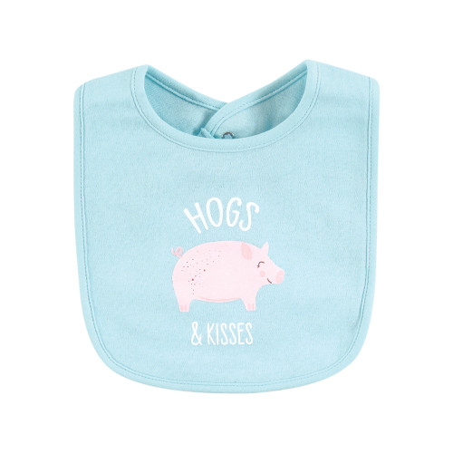 Hudson Baby Cotton Bibs, Pink Farm Animals