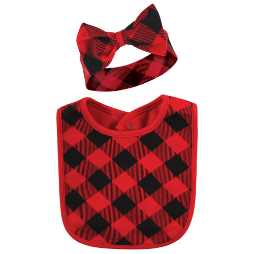 Hudson Baby Cotton Bib and Headband or Caps Set, Red Truck Bows