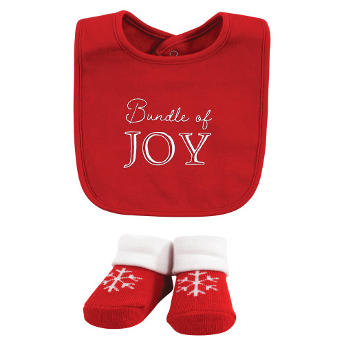 Hudson Baby Cotton Bib and Sock Set, Christmas Scene