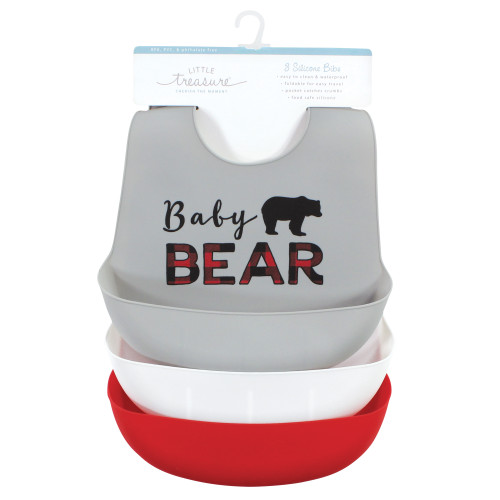 Little Treasure Silicone Bibs, Red Baby Bear