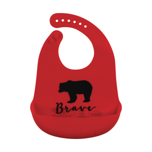 Little Treasure Silicone Bibs, Red Baby Bear