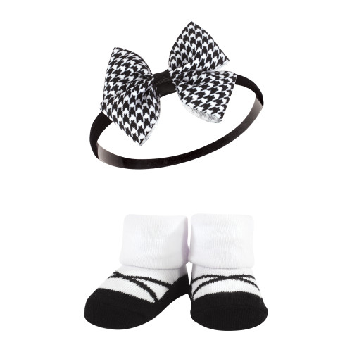 Hudson Baby Headband and Socks Giftset, Red Houndstooth