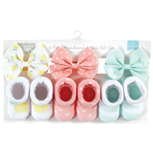 Hudson Baby Headband and Socks Giftset, Lemon