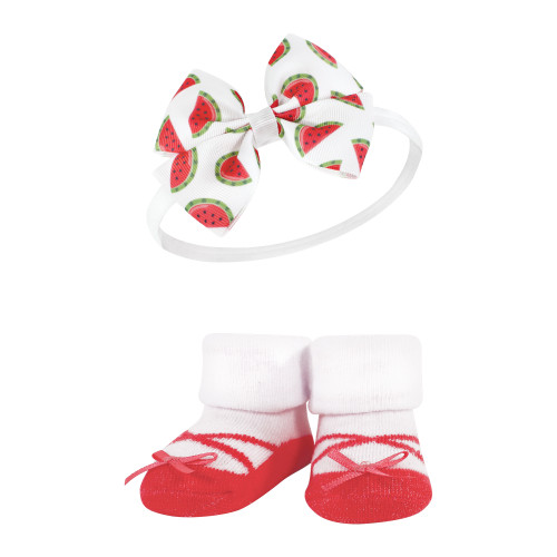 Hudson Baby Headband and Socks Giftset, Watermelon