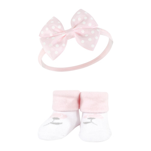 Hudson Baby Headband and Socks Giftset, Basic Pink Floral