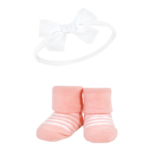 Hudson Baby Headband and Socks Giftset, Red Blue