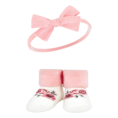 Hudson Baby Headband and Socks Giftset, Burgundy Black