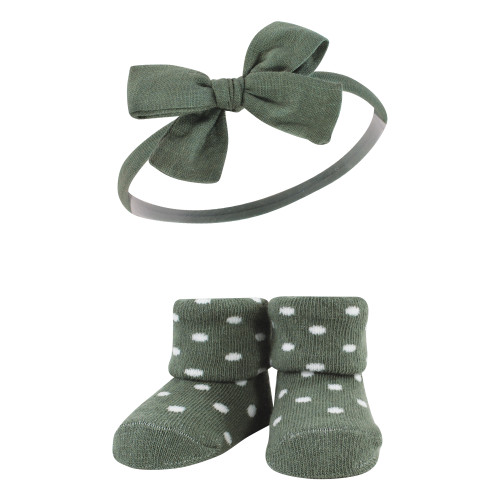 Hudson Baby Headband and Socks Giftset, Yellow Green Lemon