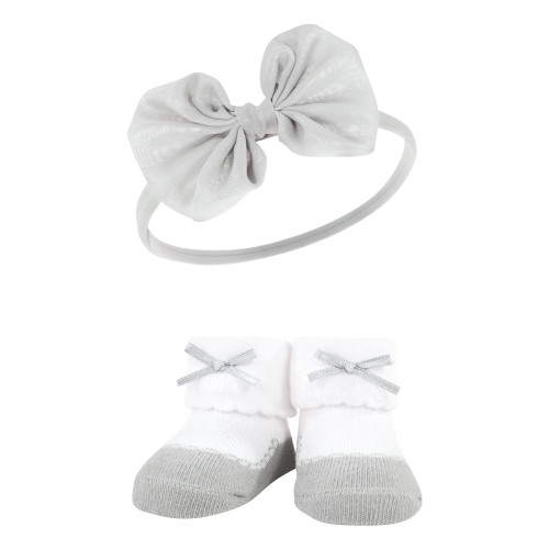 Hudson Baby Headband and Socks Giftset, Burgundy Leopard