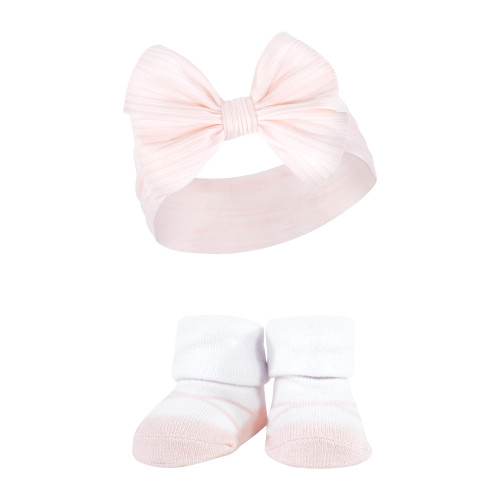 Hudson Baby Headband and Socks Giftset, Teal Pink