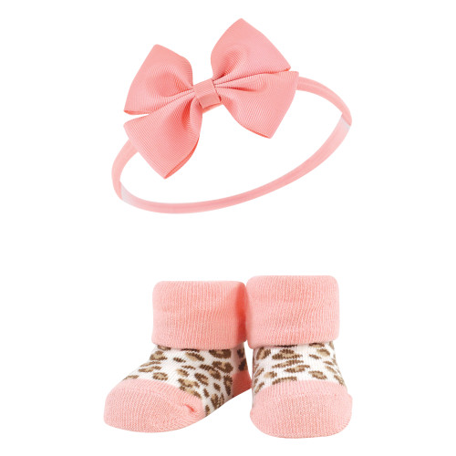 Hudson Baby Headband and Socks Giftset, Blush Rose