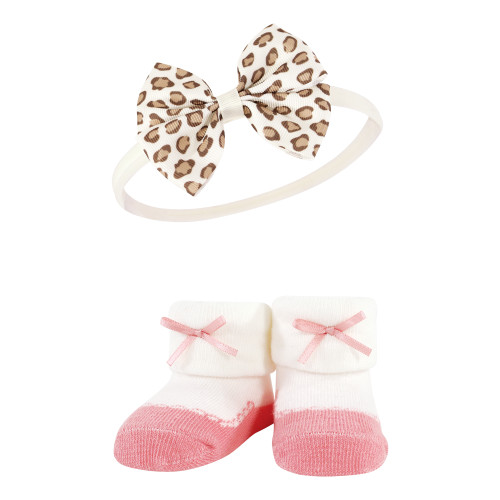 Hudson Baby Headband and Socks Giftset, Blush Rose